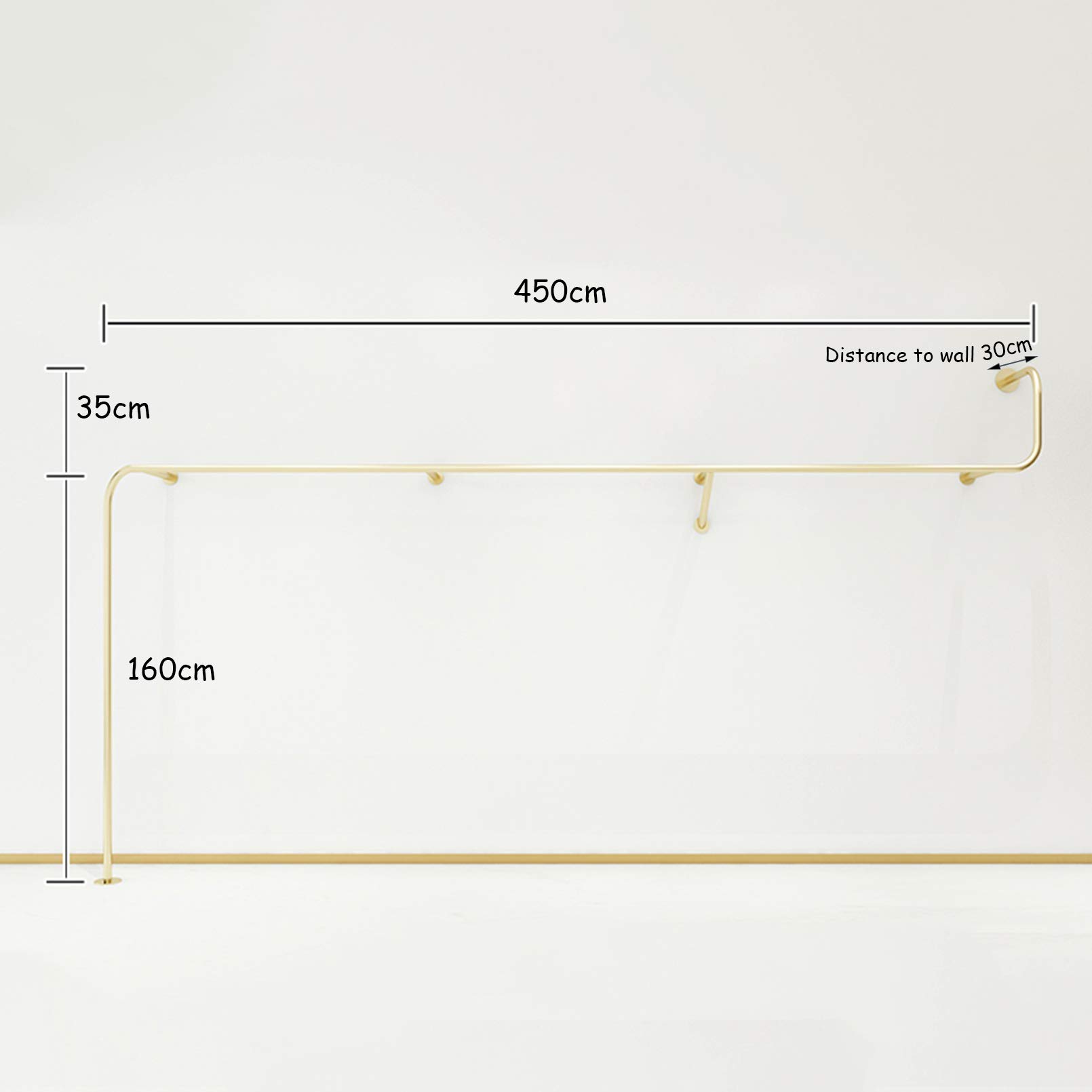 Scaffali espositivi da Parete per Negozi di Abbigliamento in Ferro e Metallo, Argento, per Abbigliamento Commerciale al Dettaglio, per Uomo, Donna e Bambino, Appendiabiti da soffitto/B/300 c
