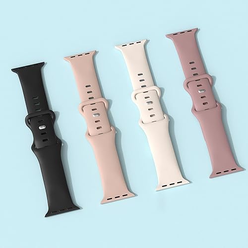 Miniatura 4 de Paquete de 4 correas de silicona compatibles con Apple Watch de 1.496 pulgadas, 1.575 pulgadas, 1.614 pulgadas, 1.654 pulgadas, 1.732 pulgadas,