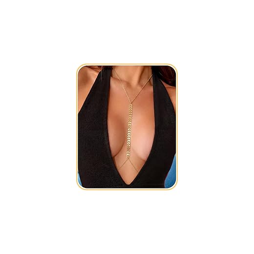 Hypoallergenic Waterproof 18K Gold Body Chain: Dainty 316L Surgical Stainless Steel Jewelry for Women Fashion, Cute Belly Waist Chain for Chest Stomach Hip Bikini Belt