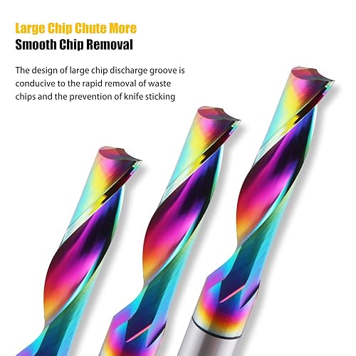 Miniatura 9 de HOZLY Brocas de enrutador CNC de una sola flauta de 0.157 in (532 pulgadas), diámetro de corte de 0.157 in, longitud de corte de 0.472 in (12