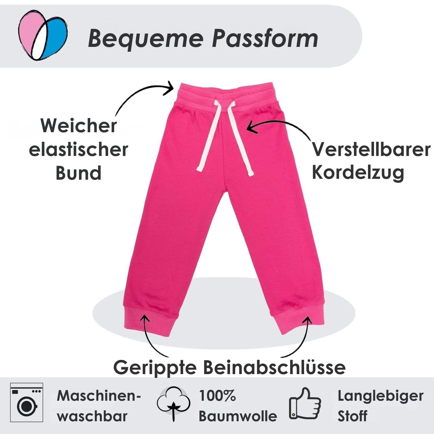 Lovjoy Baby Mädchen Kleinkind Jogginghosen/lässige Hosen / 100% Baumwolle, Weich und Komfortabel