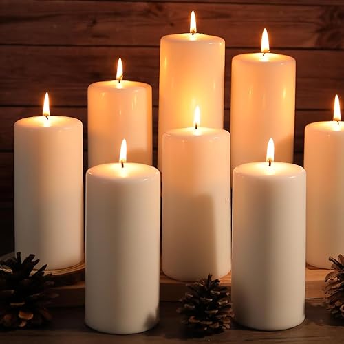Velas de pilar marfil de 2.8 x 6 pulgadas, juego de velas sin humo y sin goteo de larga duración de más de 70 horas, 6 piezas
