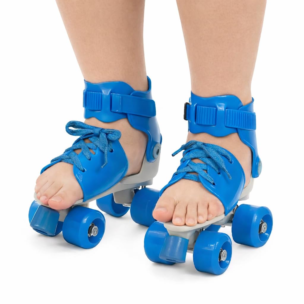 KAVANA Adjustable Inline Roller Skates for Kids Boys Age 4–12 | Beginner-Friendly Skating Shoes with Front Brake & Polyurethane Wheels | Skates for Boys & Girls 4+ Years (Blue, Size 5–12 UK) (Blue)