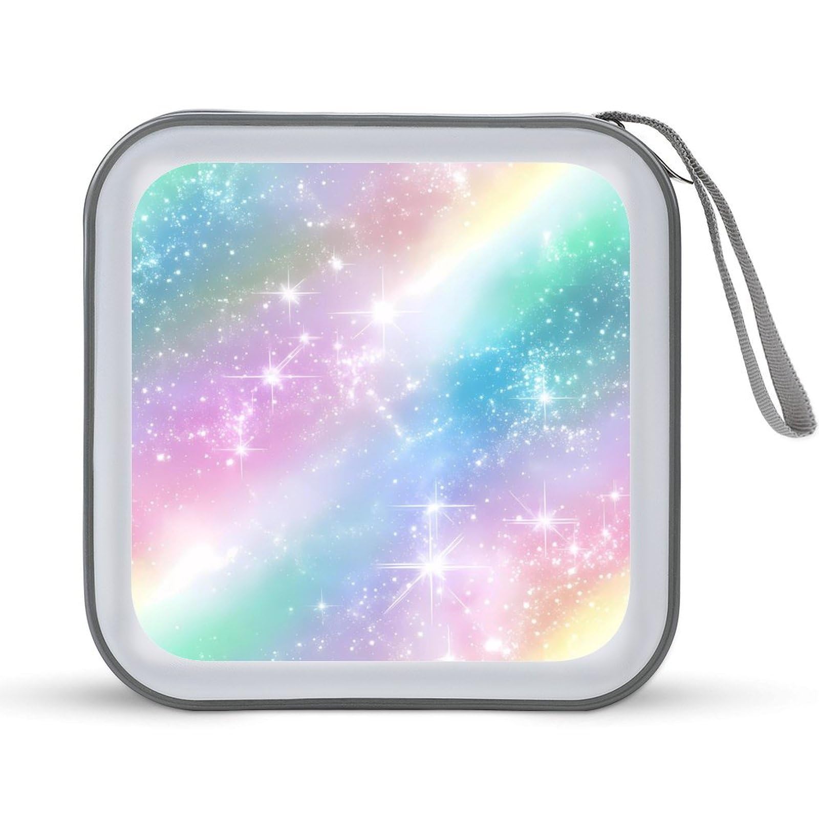 Rainbow Starry Sky Blue Purple CD Case Portable DVD Holder Storage Organizer for Home Travel