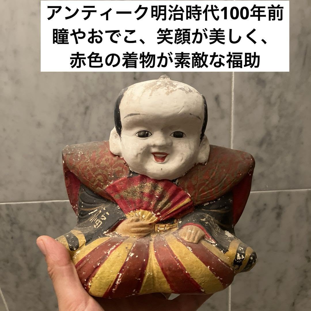 アンティーク約100年前瞳やおでこ、笑顔が美しく着物が素敵な金運、幸福を招く福助 Amazon.co.jp: アンティーク約100年前瞳やおでこ、笑顔が美しく着物が