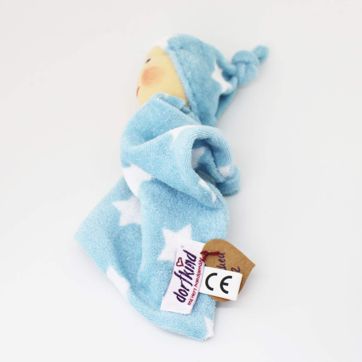 Baby Schmusetuch nach Waldorf Art, Knötchen hellblau, Für Kinder, Spielzeug aus Stoff, Gesche,Schlafwichtel, Dorfkind, Schmusetuch, Baby Puppe, Wichtel Nach Wal