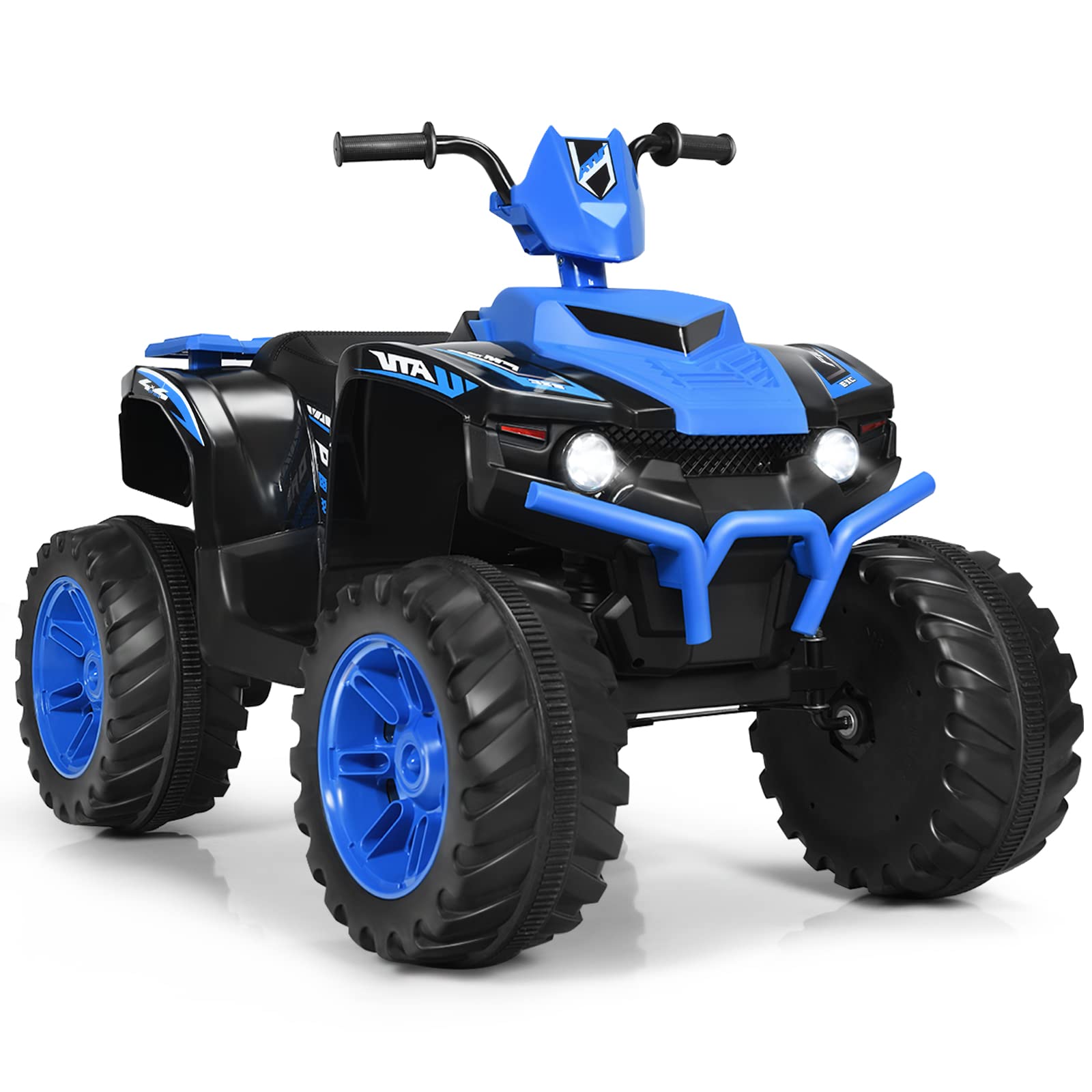 RELAX4LIFE 12V Moto Fuoristrada Elettrica Cavalcabile da Spiaggia per Bambini, Avvio Graduale a Trazione Posteriore, 2 Velocità e Direzione Avanti/Indietro, Funzione FM e Bluetooth (Blu)