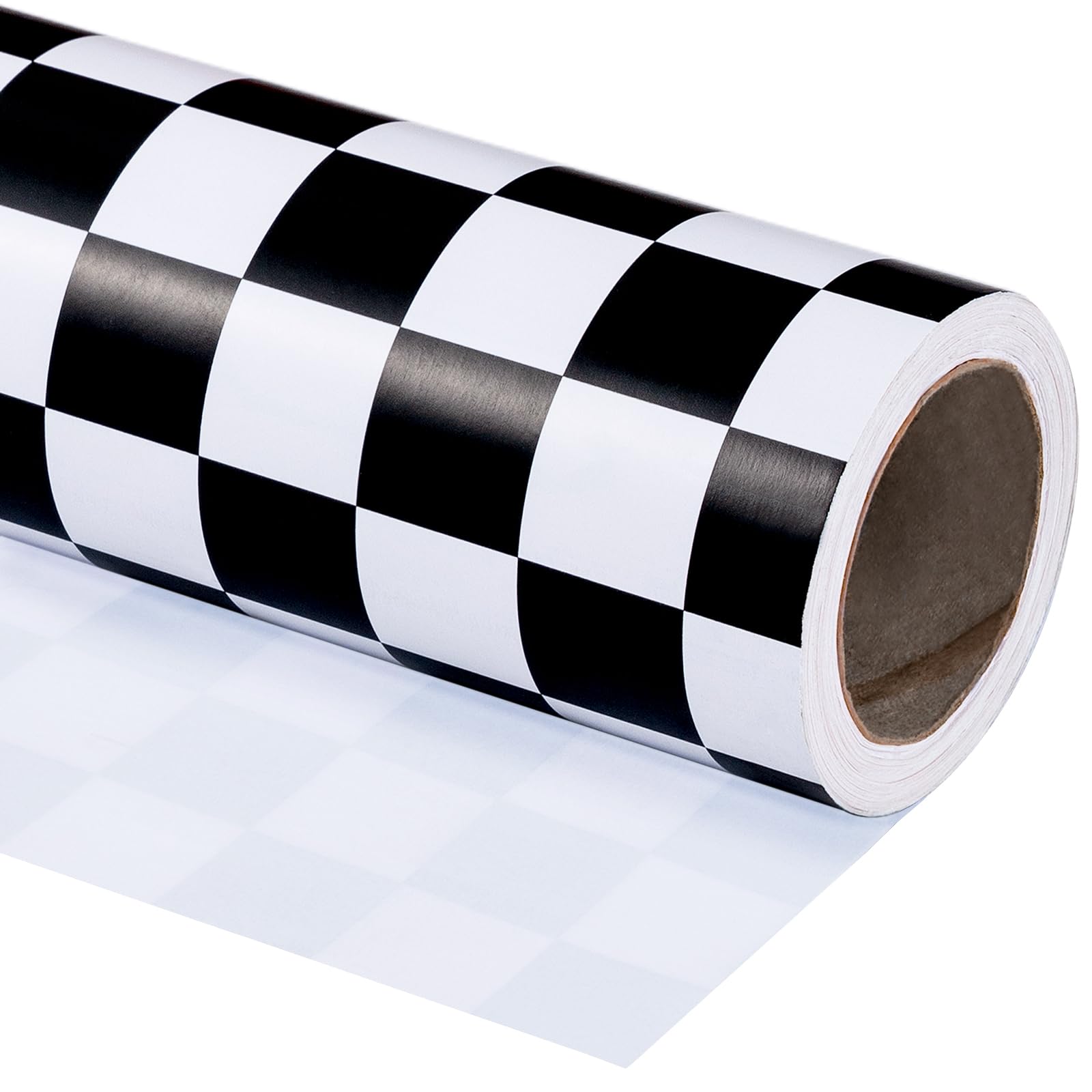 WRAPAHOLIC Checkered Flag Wrapping Paper Roll - 17 Inch x 16.5 Feet - Race Car Wrapping Paper for Kids Birthday, Girls Boys Birthday, Baby Shower
