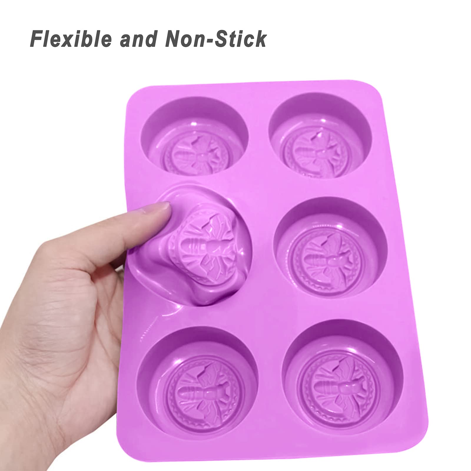 Abeille Savon Moule, 3D Miel Moule Silicone 6 Trou Savon Nid D'Abeille Moule DIY Fait à La Main Fait Maison Gâteau Pâtisserie Loisirs Créatifs Bougie Moule - Comme Image Montre, 1pc