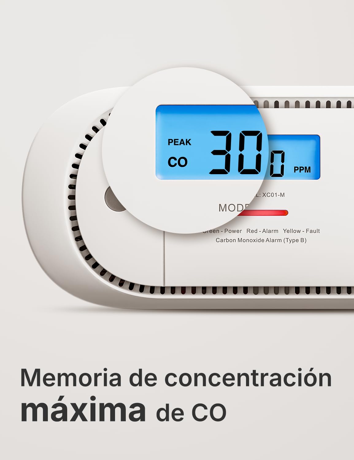 X-Sense El detector de monóxido de carbono funciona con la estación base SBS50, dispone de una pantalla LCD digital, una batería reemplazable, detector de CO con memoria de valor máximo, paquete de 1,