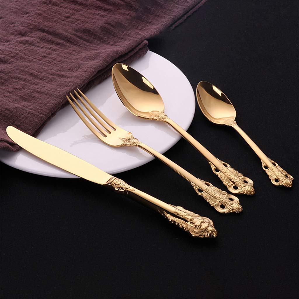 Zkbszn Tableware,4 Pieces Silverware Flatware Cutlery Set Stainless Steel Utensils Service Include Fork Spoon Dishwasher Safe