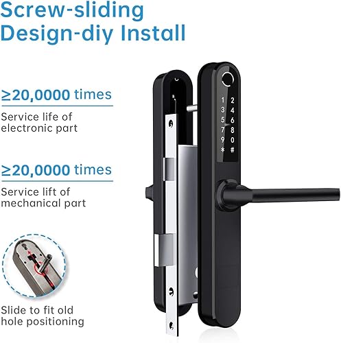 Miniatura 4 de Luston Cerradura inteligente delgada para puerta delantera, de acero inoxidable, impermeable, cerradura de puerta de entrada sin llave, WiFi