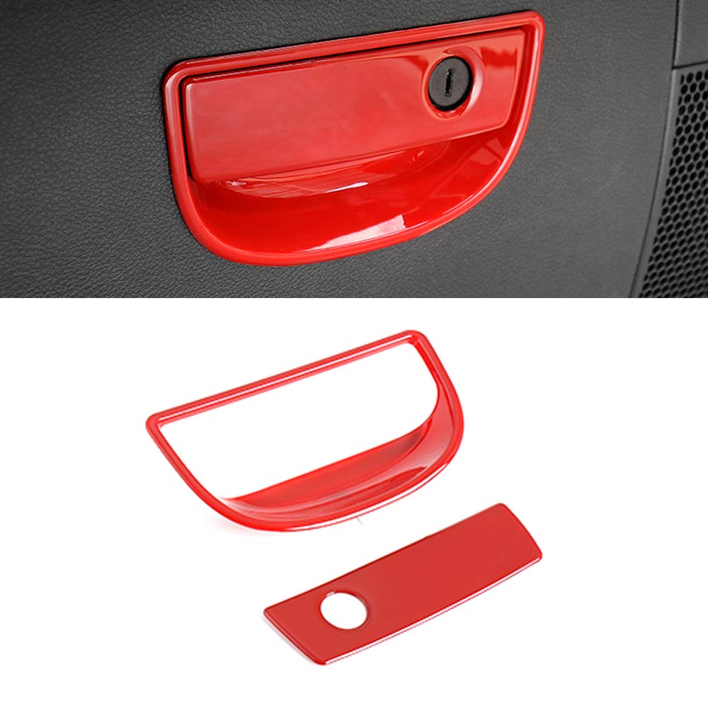 idain ABS Plastic Car Interior Co-Pilot Storage Box Handle Cover Frame Glove Box Handle Trim Cover for Jeep Wrangler 2008-2017 (Red)