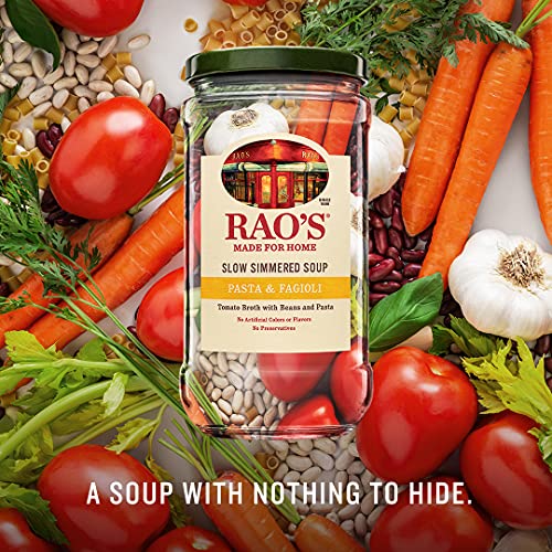 Image of Rao's Homemade Pasta Fagioli Soup, 16oz, Real Vegetables, Traditional Italian Heat and Serve Soup, 1 Pound (Pack of 4)