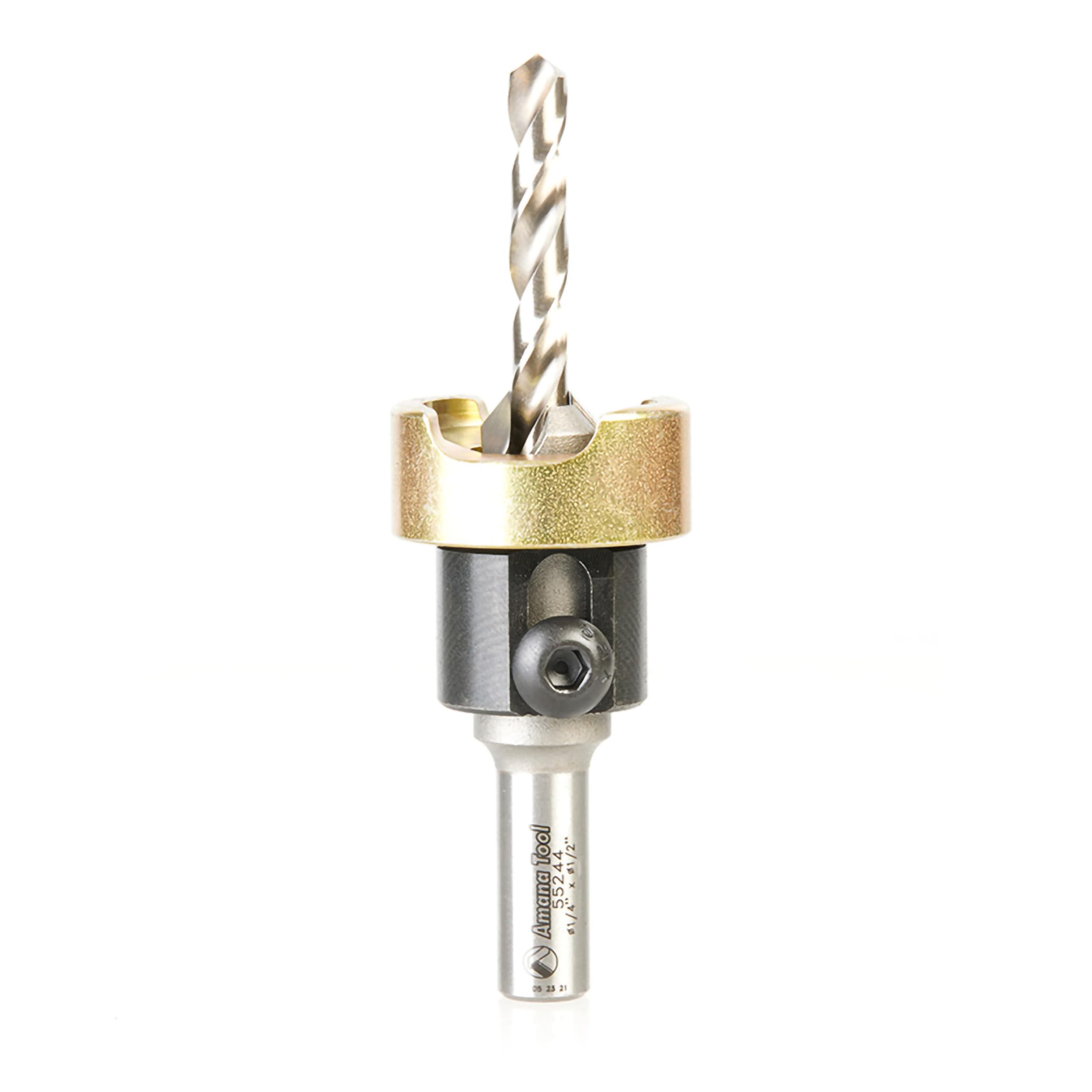 Amana Tool 82 Degree Countersink with Drill Bit Depth Stop and No