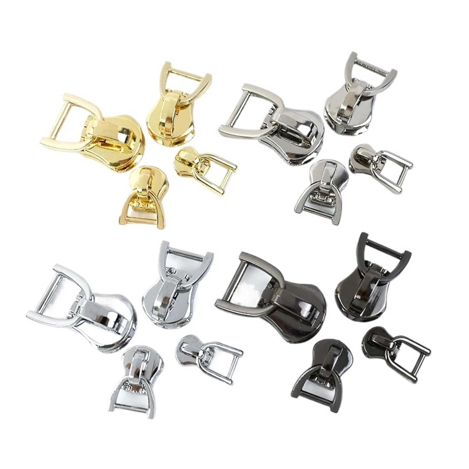 Deslizadores de Cremallera for Cremalleras de Metal, Kit de reparación de Ropa, Accesorios de Costura DIY, Anillo D 3#5#8#10#, 10-50 Uds.(Chrome,50PCS_NO8)
