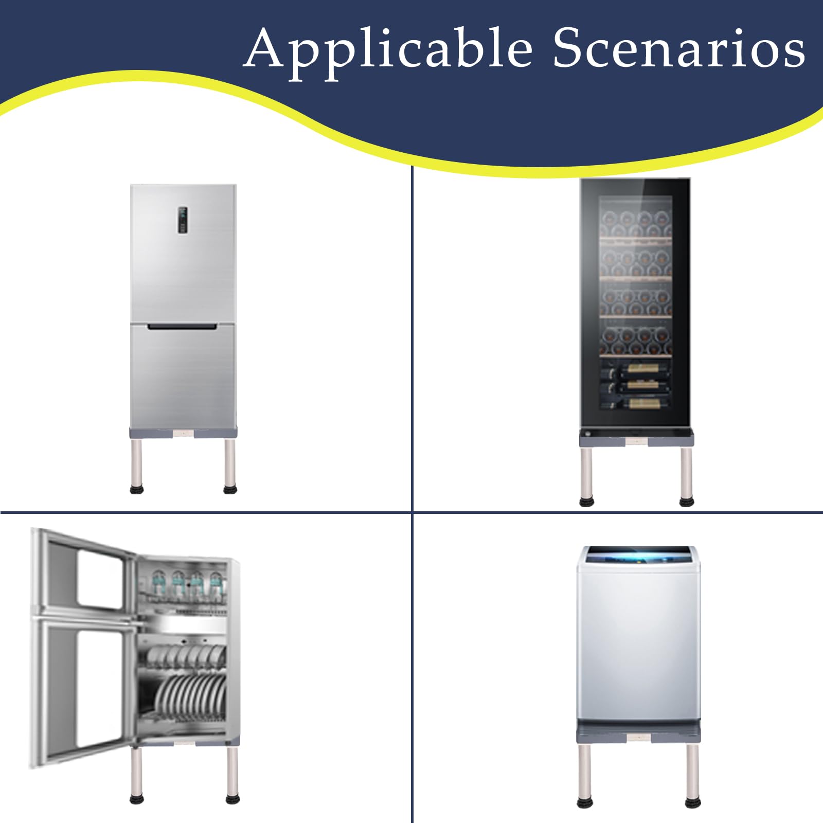Kühlschrank Untergestell 40cm, Verstellbarer Sockel 4cm Platte Grau | 4cm dicke das Grundgestell, Höhenverstellbar 39-41cm, für Kühlschrank Spülmaschine, Stabile Konstruktion, Einfache Montage