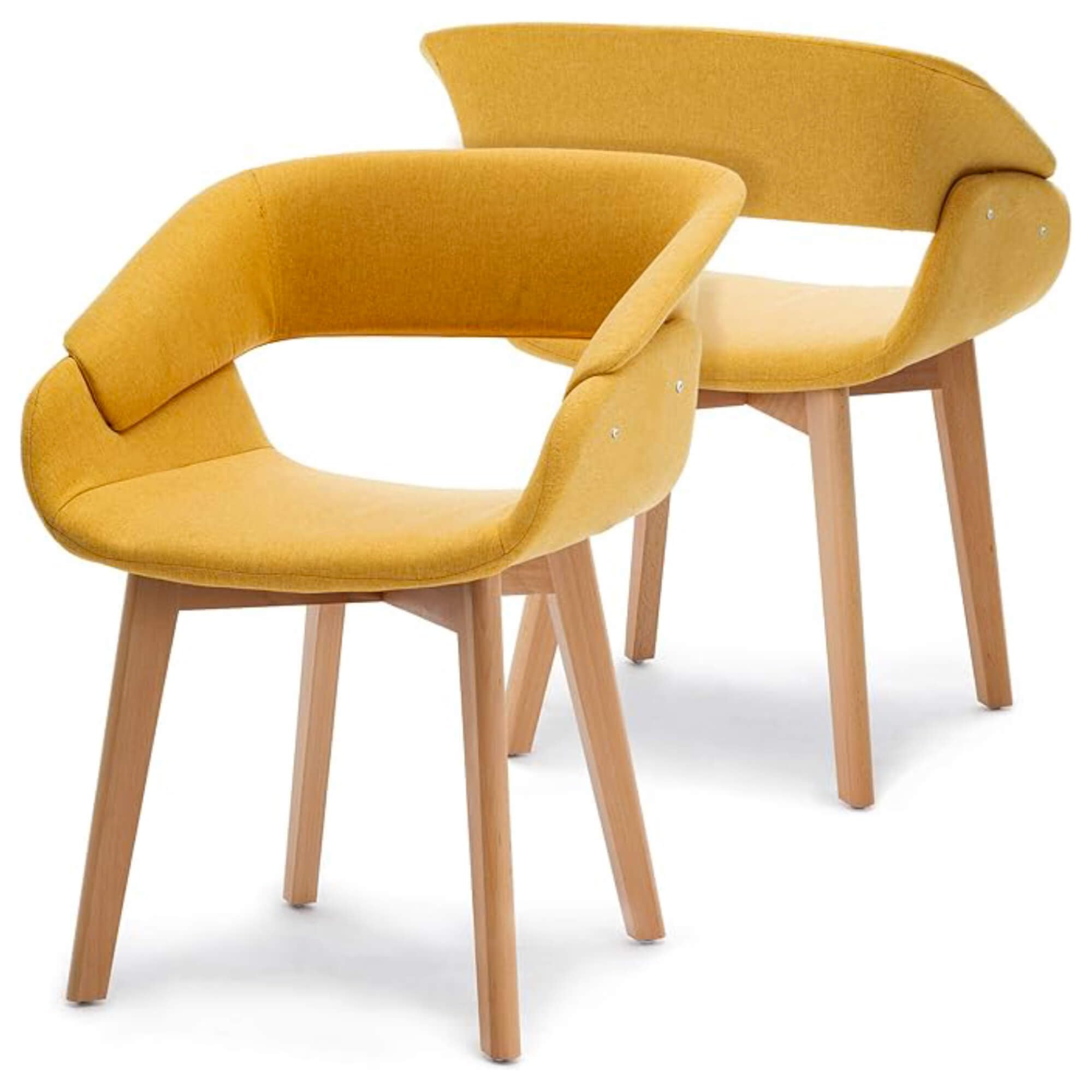 Dining Chairs Set of 2, Modern Upholstered Kitchen Chairs with Fabric Cushion and Solid Wood Legs for Dining Room Living Room or Restaurant, 9122 (Yellow)