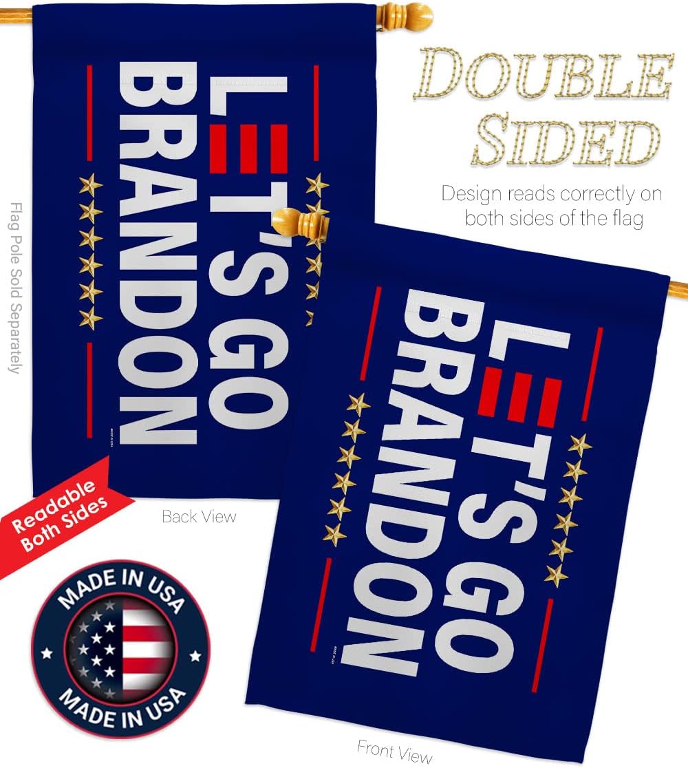 Let's Go Brandon Blue House Flag Americana Political President Democrat Republican Tea Party United State American Election Banner Small Garden Yard Gift Double-Sided, Made in USA