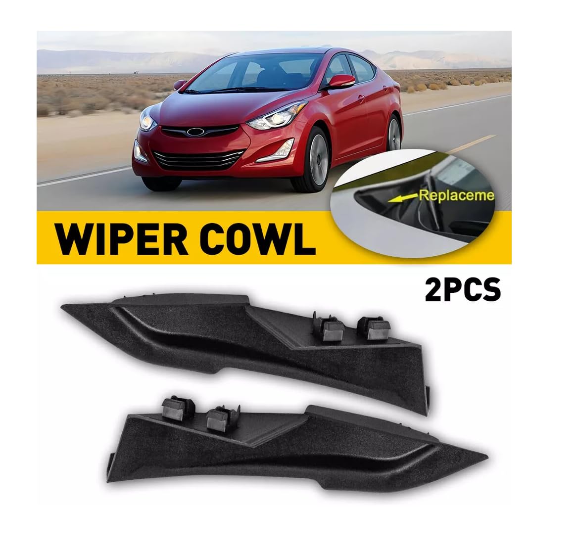 2X Windshield Wiper Side Cowl Extension Cover Trim Fit for 2011-2016 Hyundai Elantra