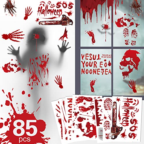 Cevikno Decoracion Halloween Terror, Halloween Decoracion Casa 85 PCS Halloween Pegatinas Sangrienta Adornos Halloween para Casa Pegatinas Sangrientas para Fiesta De Halloween Cover