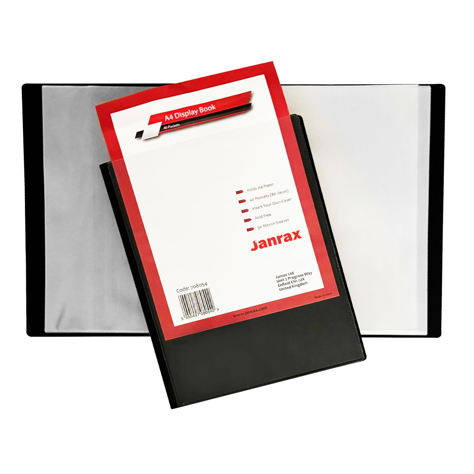 Janrax Black A4 Presentation Display Book 40 Pockets (80 Views) By