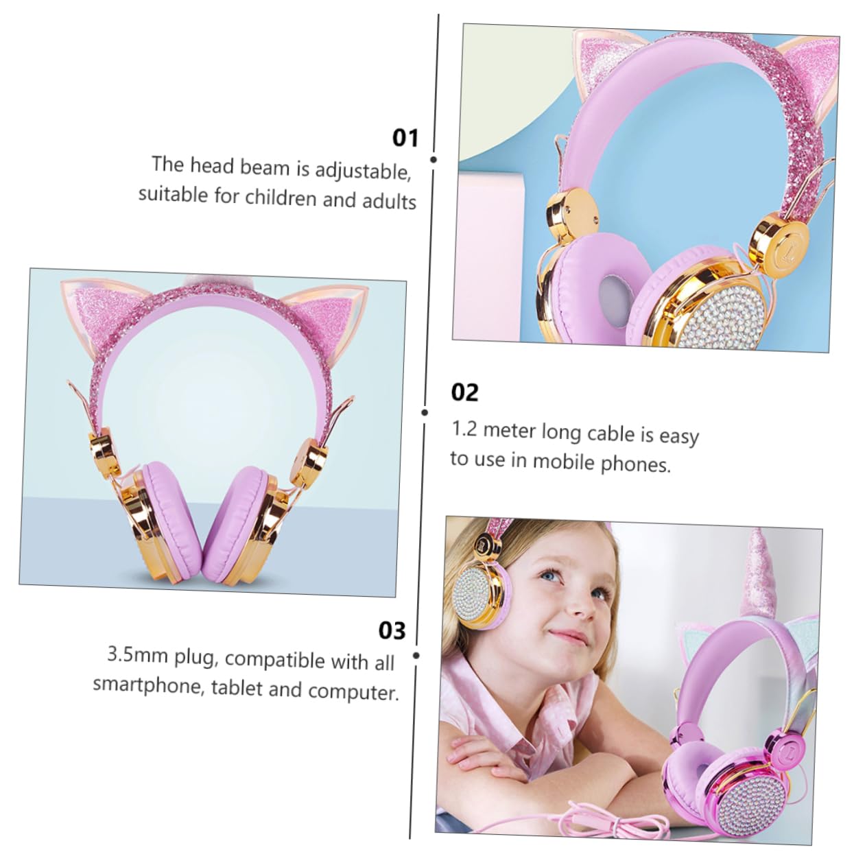Uonlytech 2stücke Kopfhörer Für Junge Mädchen Mit Mikrofon Einstellbares Ear Headset Roségold Für Laptop Computer Und Smartphone Bequemes Design Für Langanhaltenden