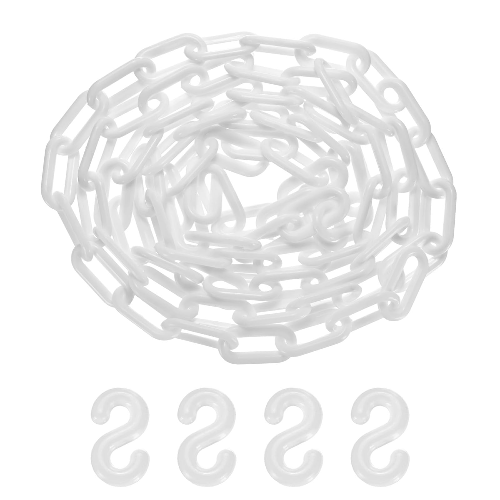 M METERXITY Catena Di Barriere In Plastica, Lunghezza 10 Piedi Catena Di Sicurezza Impermeabile Bianca Con Fibbia A Forma Di S Per Controllo Folla/Ascensore