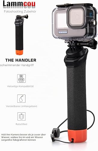Lammcou Floating Grip, Go Pro Floating Waterproof Handler for Diving, Monopod with Safety Rope & Wristband, Floating Handle Grip for Hero 13 12 11 10 9 Go3 X3 Accessories - 2