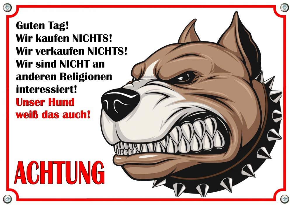 Hundeschild - Comic Hund - Warnschild WIR KAUFEN Nichts, DIN A3