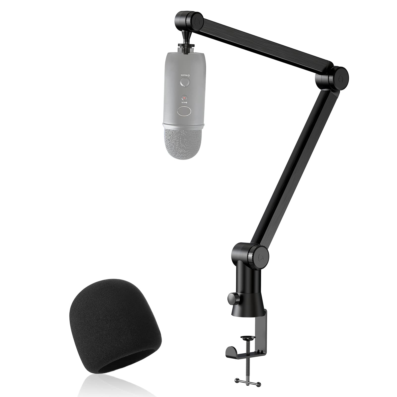 YOUSHARES Blue Yeti Boom Arm with Blue Yeti Pop Filter - Microphone Mic Stand, Hidden Cables, Blue Yeti Microphone Arm Stand with Microphone Cover Foam for Studio, Podcaster, Streaming