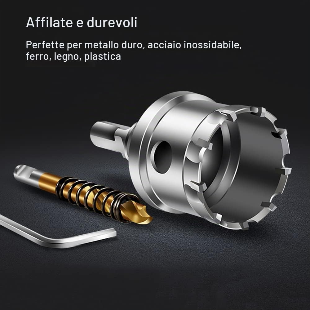 ASNOMY 12 punte in carburo di tungsteno da 16 a 54 mm, per acciaio inox, ferro, legno, plastica