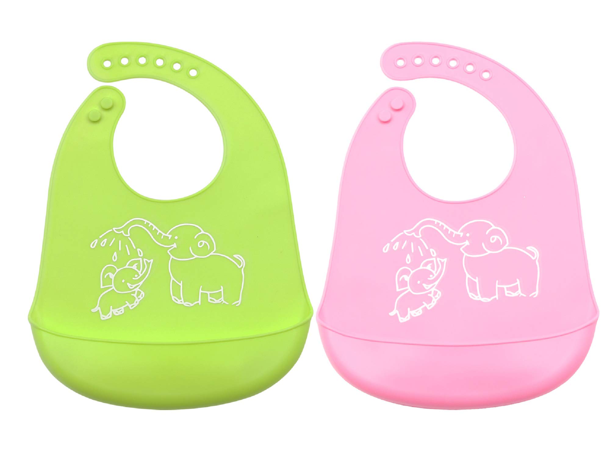 3 Bavoirs Bébé Silicone Imperméable Avec Poche - Réglables Et Lavables Au Lave-Vaisselle