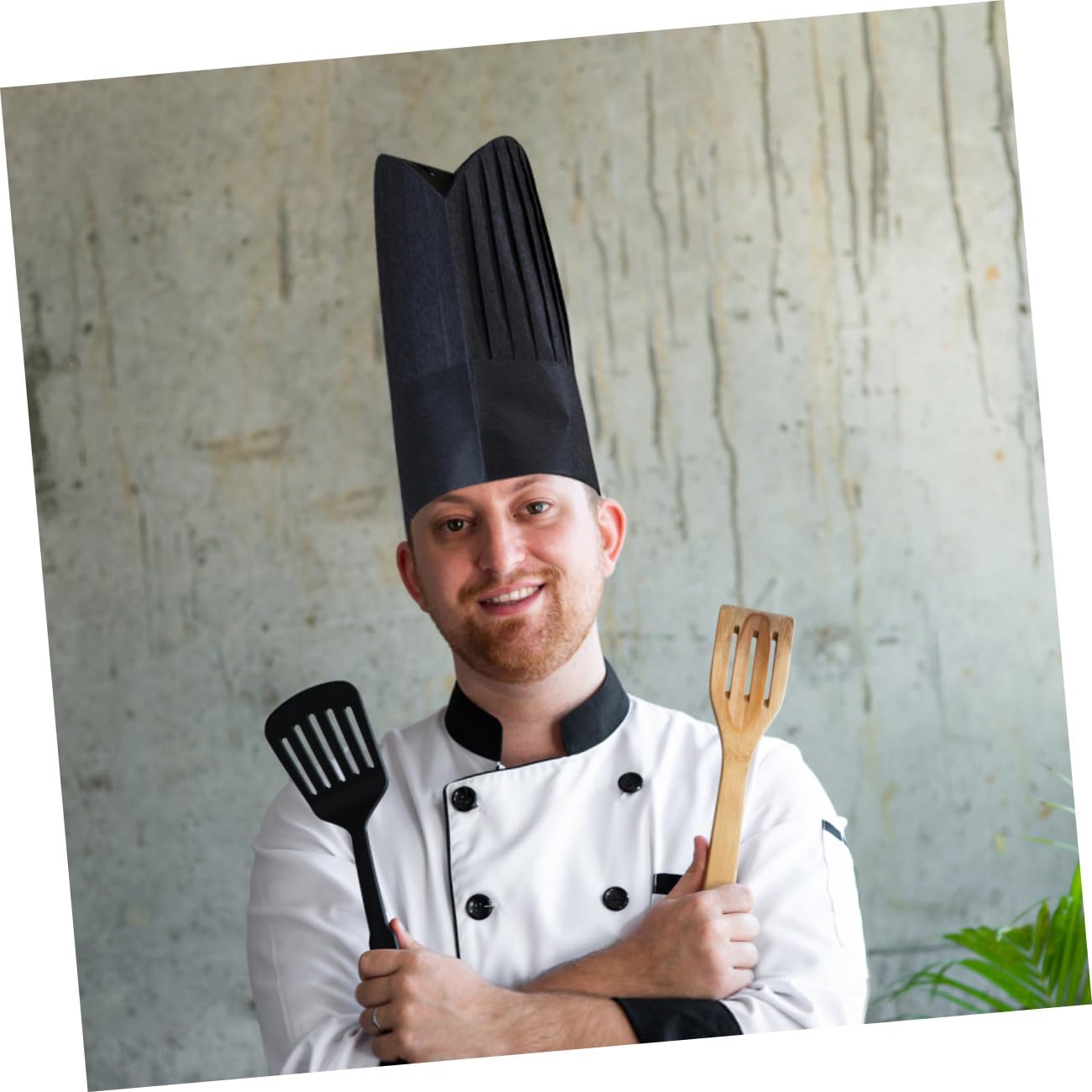 ORFOFE 20 Piezas Sombrero de Cocinero Desechable Gorro de Cocina Anti-Manchas Ecológico y Biodegradable para Chefs y Catering