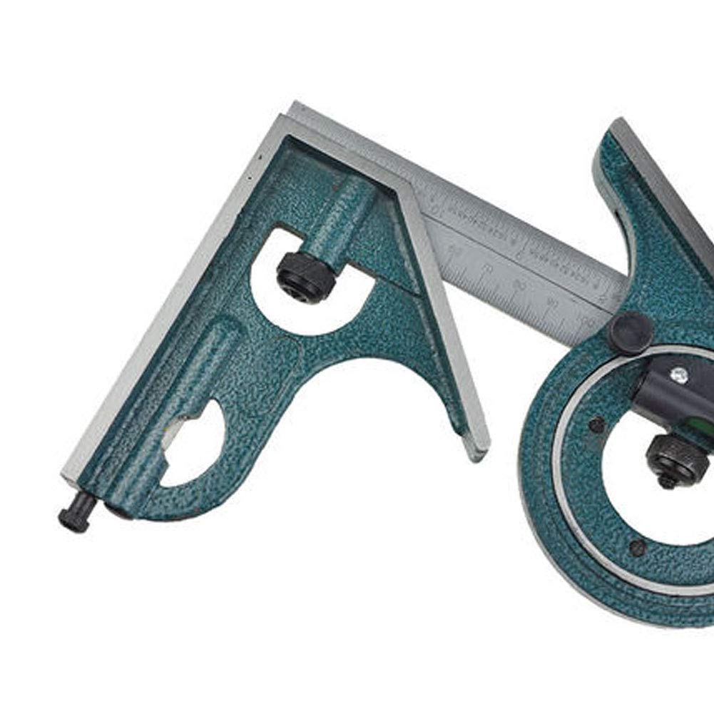 Transportador De Regla Cuadrada Combinada Ajustable,0-180° Conjunto de Medición de Nivel de Acero Inoxidable Con Caja de Almacenamiento,Regla Cuadrada en T Métrica/en Pulgadas,300Mm