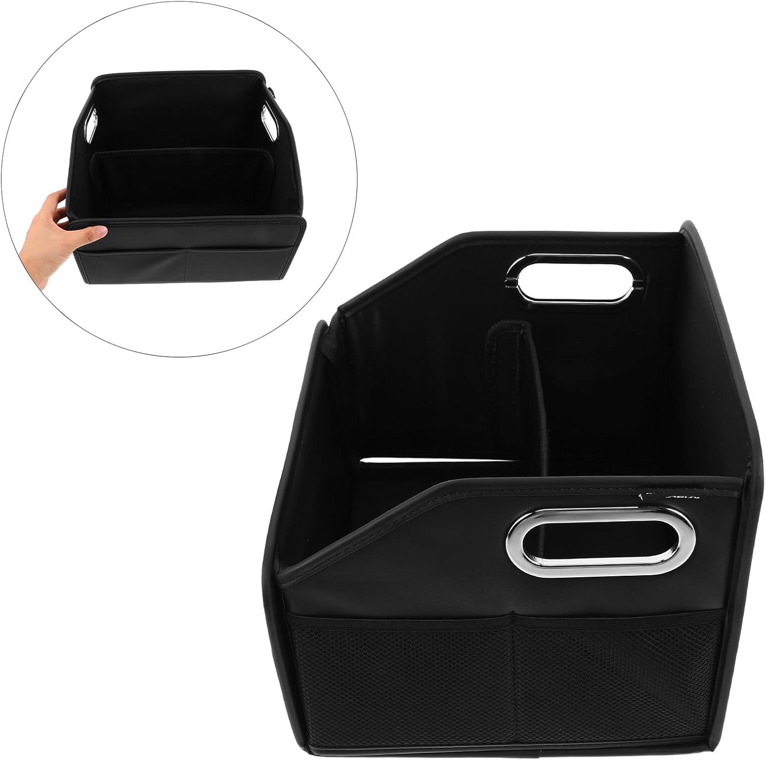 GLEAVI Car Trunk Organizer 22.5l Large Capacity Collapsible Suv Storage Box with Multi Compartments Non-slip Bottom for Vehicle Boot Tidy and Grocery Storage