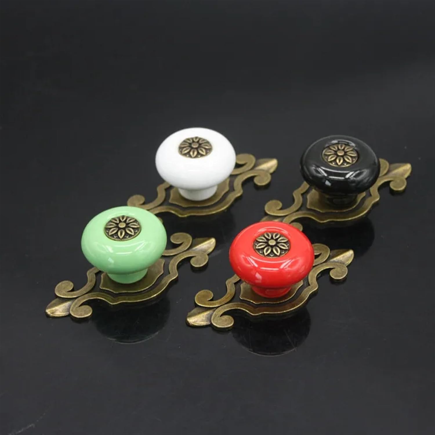 Vintage Furniture Handles Ceramic Knobs Cabinet Door Cupboard Drawer Pulls Kitchen Handles Furniture Hardware Fittings 2Pcs(White)