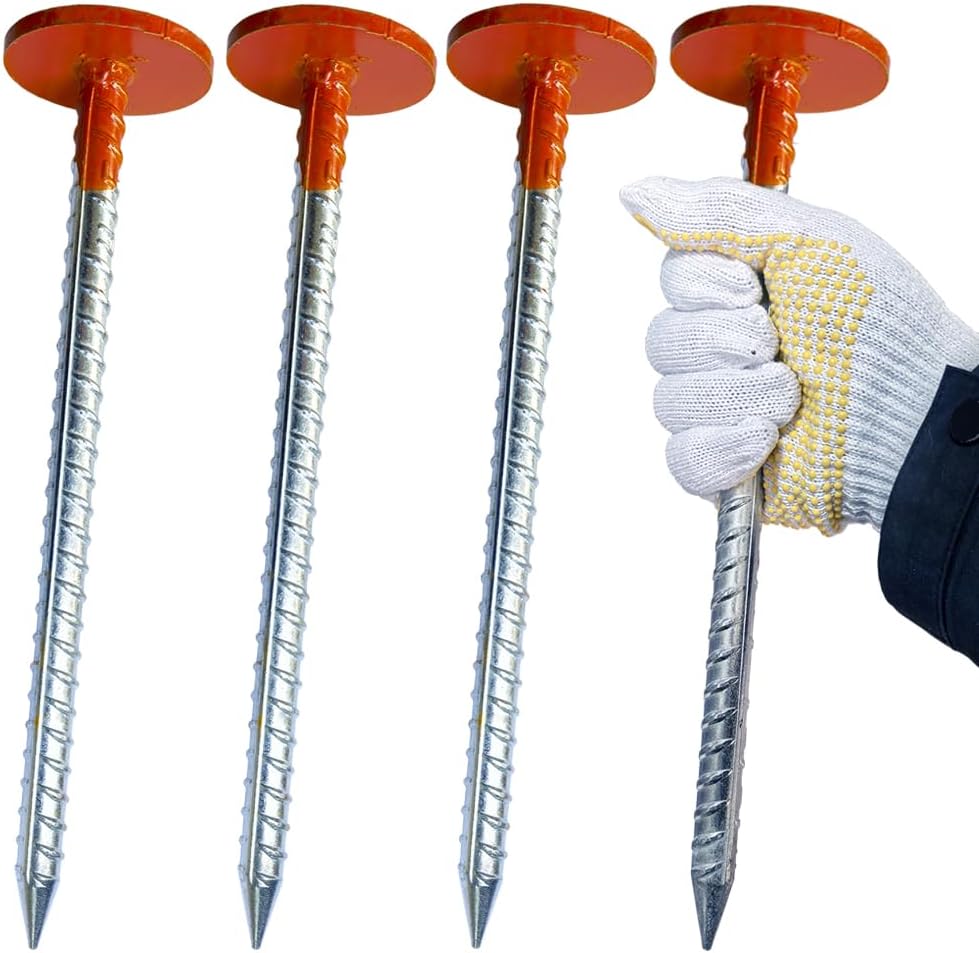 Rebar Survey Marker Stakes, 12 Inch Long - 1.35 LB Heavy Duty, Hi-Vis Orange (8 Pack)