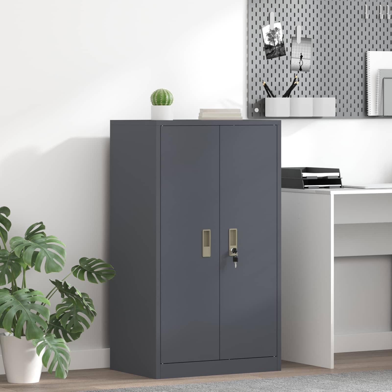 Gecheer Armadio per Ufficio, Ante con Serratura, 60 x 40 x 105 cm, Acciaio Verniciato a Polvere, Mobile per Archiviazione Documenti e Cancelleria for Uffici e Ambienti Professionali