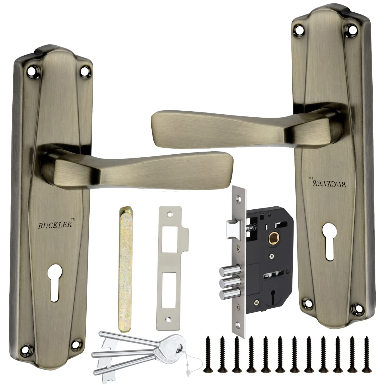 Buy BUCKLER IronOD BarfiGold Antique,7 Inch Mortise Handle Set with