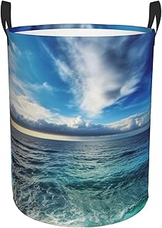 Beautiful view of the sea print Circular Hamper Waterproof Storage Bin Organizer Basket Laundry Hamper With Handles For Clothes Toys Medium