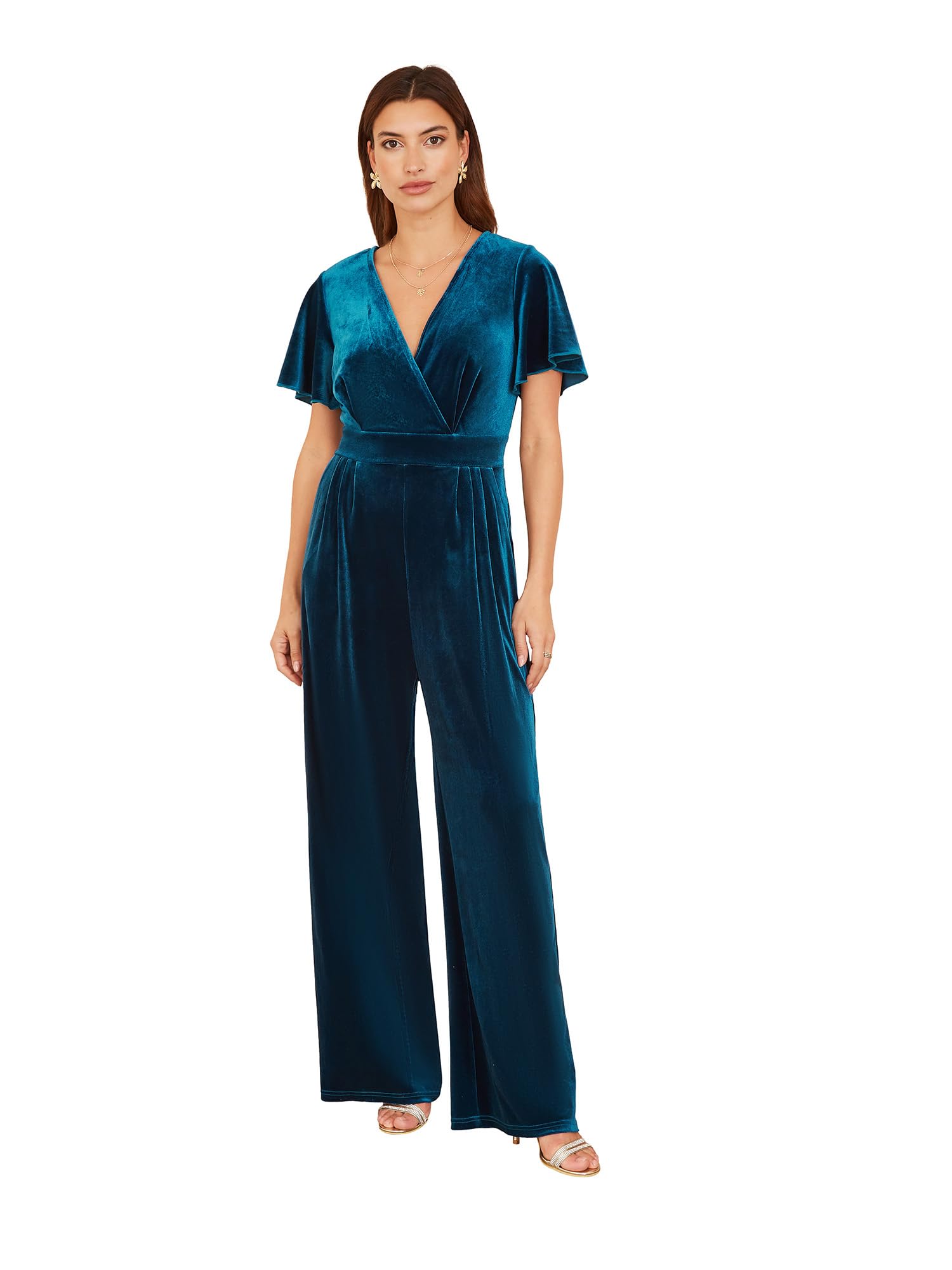 Yumi Teal Angel Velvet Jumpsuit Teal 14