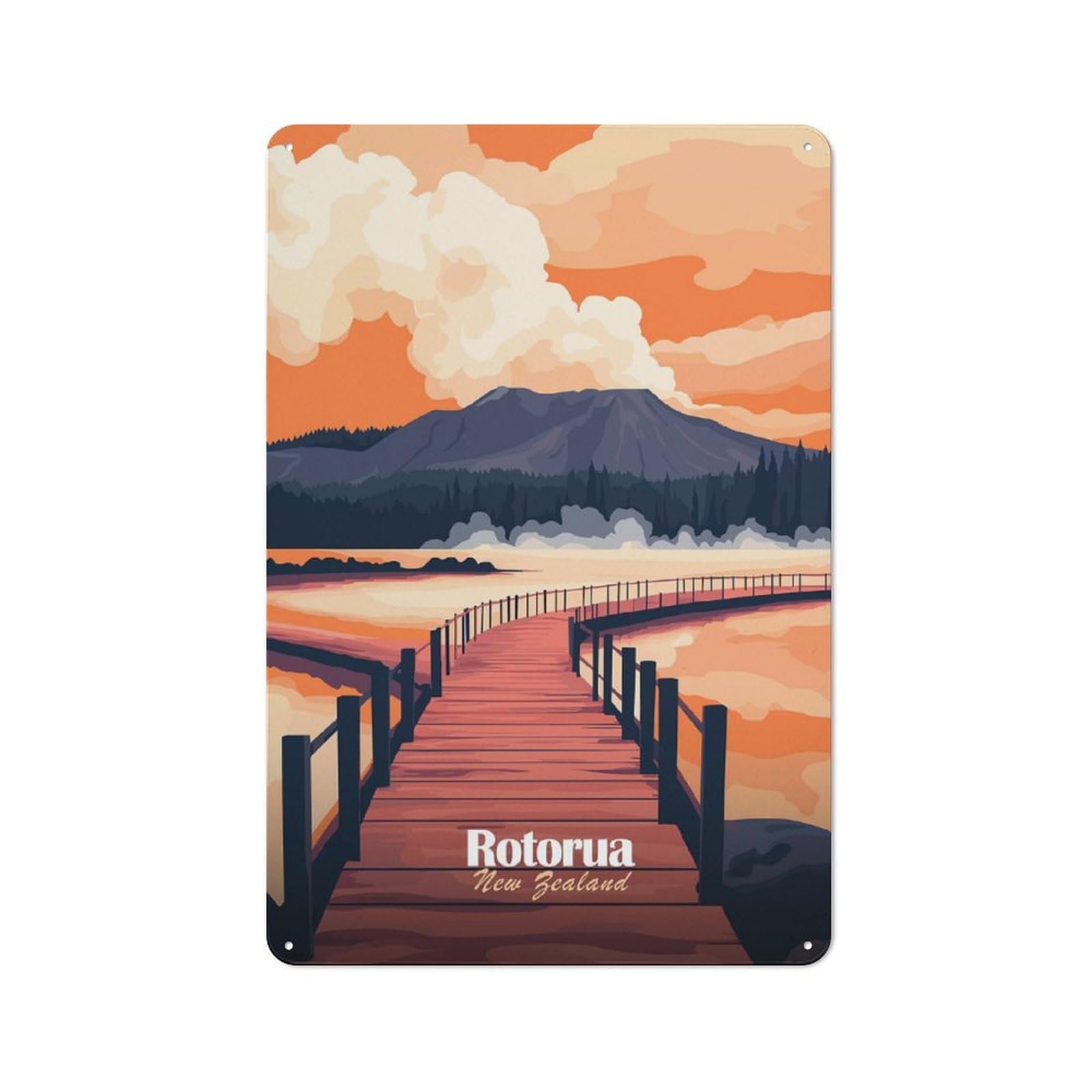 Junmoney Style-17 Classic Rotorua, New Zealand Metal Wall Sign 30X20cm, Pub Wall Decor For Diner, Restaurant, Shed Or Kitchen