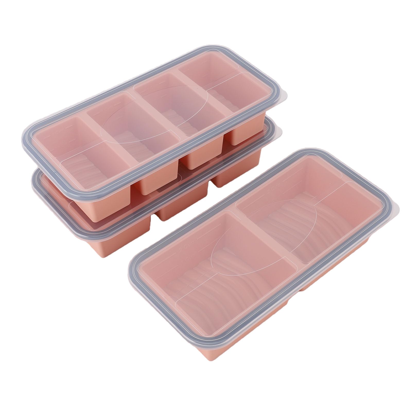 Yosoo Health Gear Set da 3 Vaschette per Ghiaccio in Silicone con (rosa