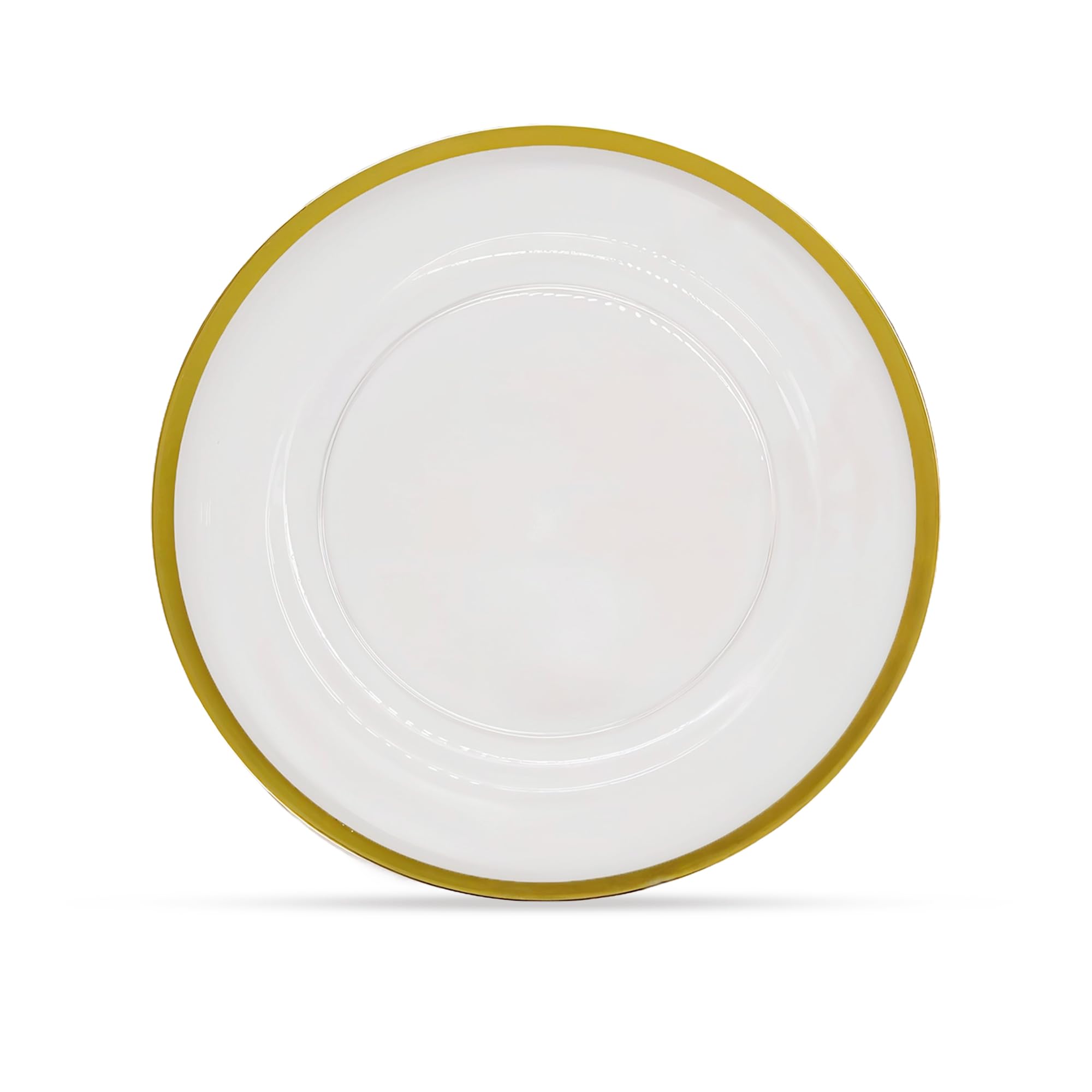 Trimming Shop 13" Elegant Clear Charger Plates with Gold Rim, 1pc