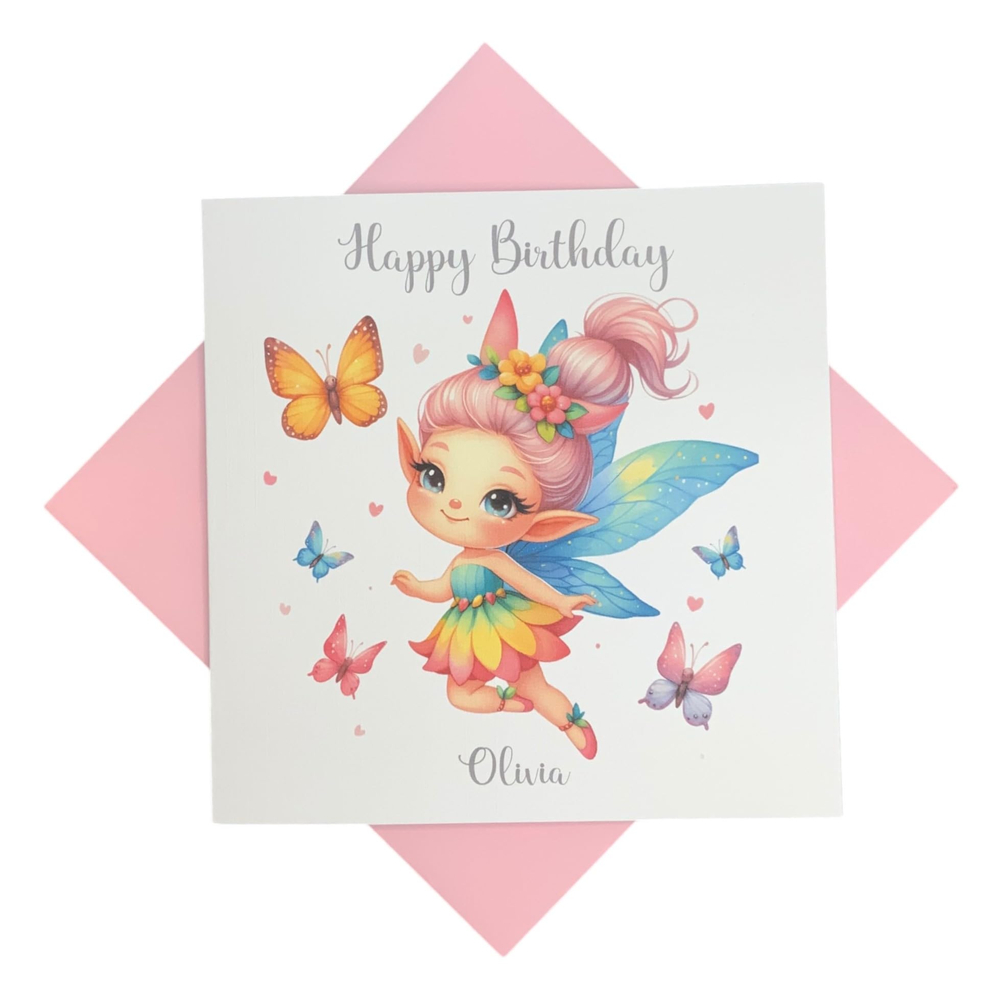 Personalised Girls Childrens Birthday Card - Greeting Card, Gift for Daughter Sister Niece Grandaughter Cousin Friend Children Kids - Various Designs To Choose (Fairy 1)