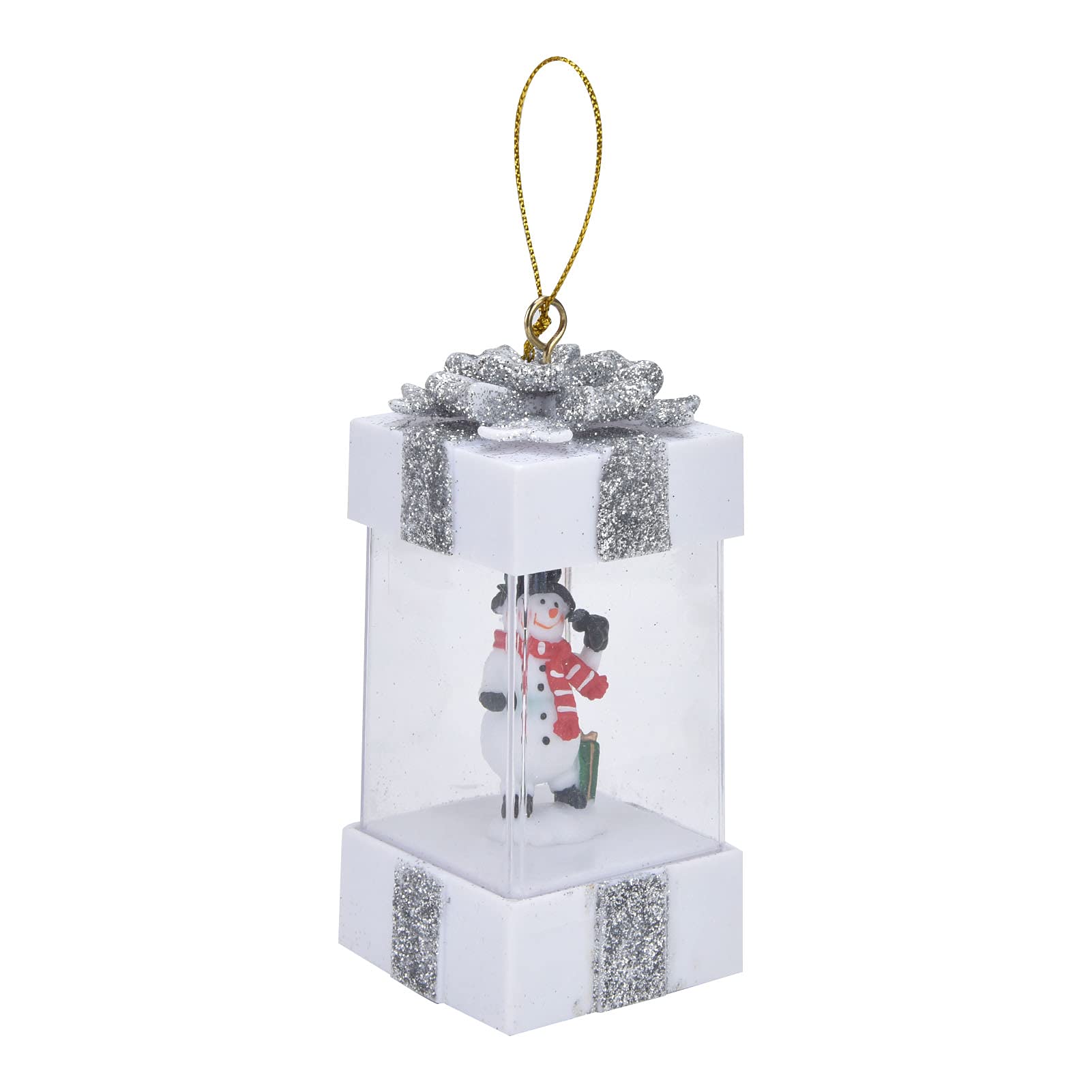 NIBEMINENT 4.7inch Christmas Snowman Scene Hanging Lanterns Battery Operated Lighted Lamp Mini LED Desk Decorative Lantern