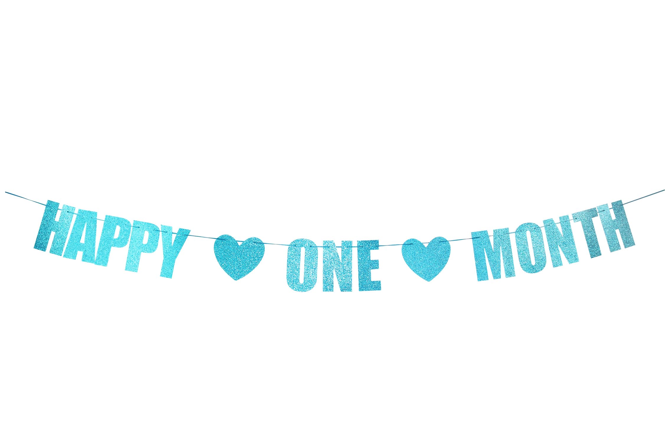 Happy One Month Banner/Baby Shower/Newborn Welcome Baby Banner/Happy 30 Days for Engagement Wedding Party Decoration Supplies - Blue Glitter