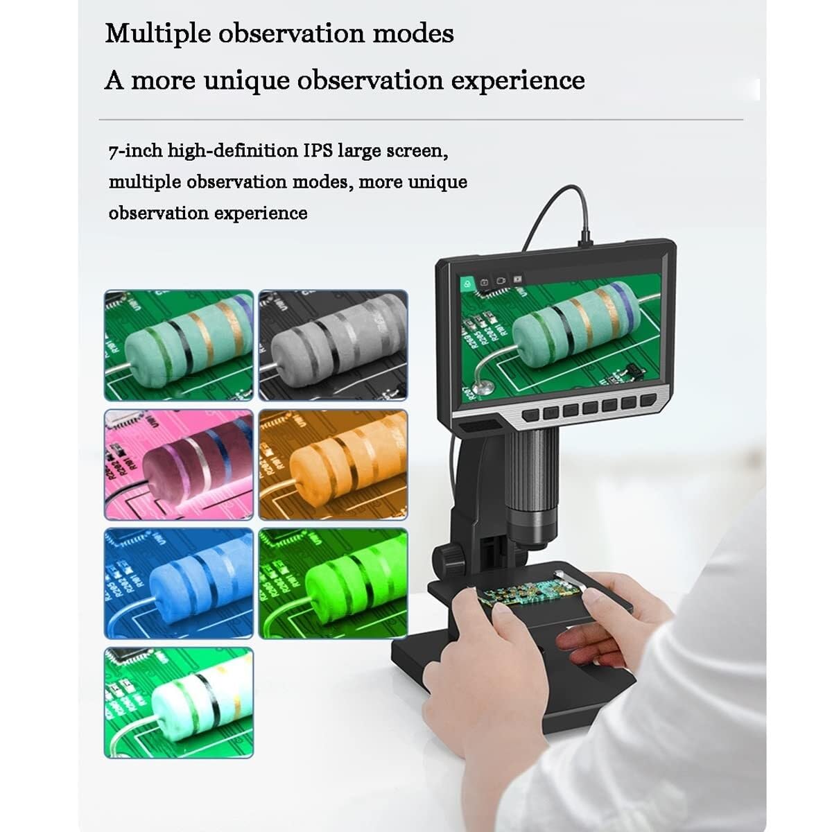 Microscopio biologico digitale 2000X con doppia lente, display IP da 7 pollici, 11 LED, video 1080p, per bambini e adulti, compatibile con più sistemi operativi