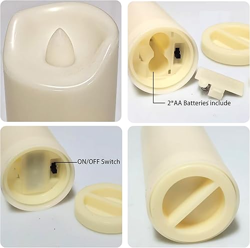 Miniatura 9 de Velas LED impermeables sin llama para exteriores, 2 x 7 pulgadas, luces LED de plástico a pilas con temporizador para fiesta de cumpleaños, boda,